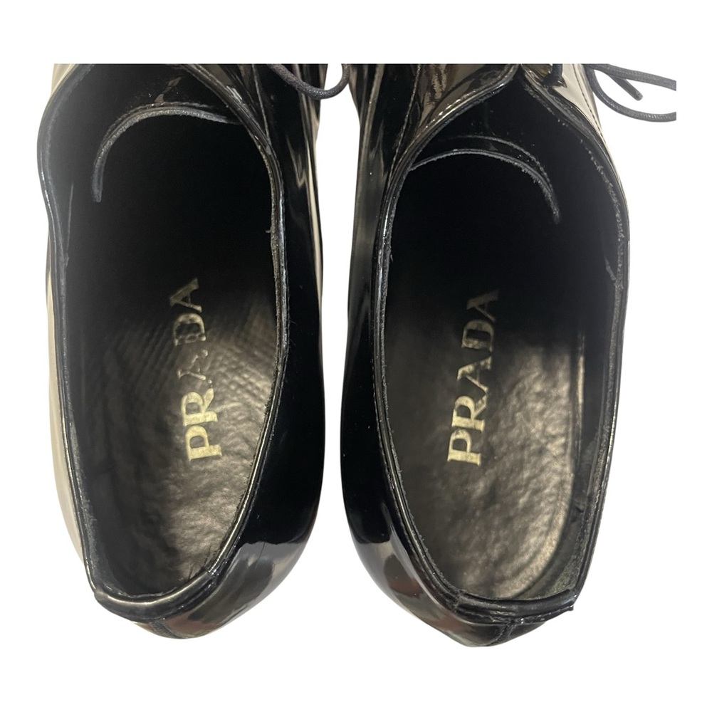 Prada Men’s Black Patent Leather Oxford Dress Shoes 9 Made In Italy Fathers Day - Picture 4 of 9